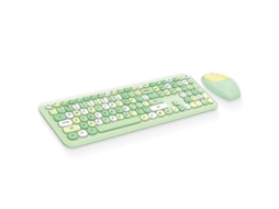 Conjunto Combinado De Teclado E Mouse Bluetooth, Design Retrô, Portátil, Sem Fio, Teclados Verdes E Teclados Numéricos Everley891