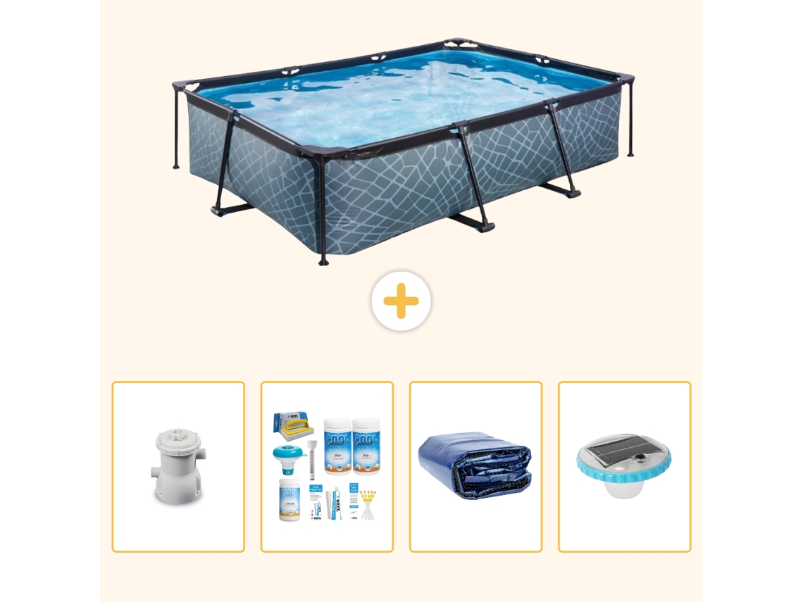 Exit-toys Piscina Exit Retangular - Efeito Pedra - 300x200x65 Cm - 5-peças S228