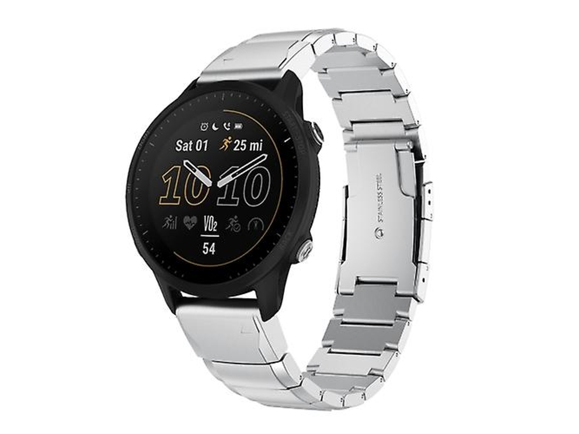 Garmin Forerunner 955 Pulseira De Aço Inoxidável 22 Mm Em Formato Casco Tartaruga Prateada., Acabamento Moderno