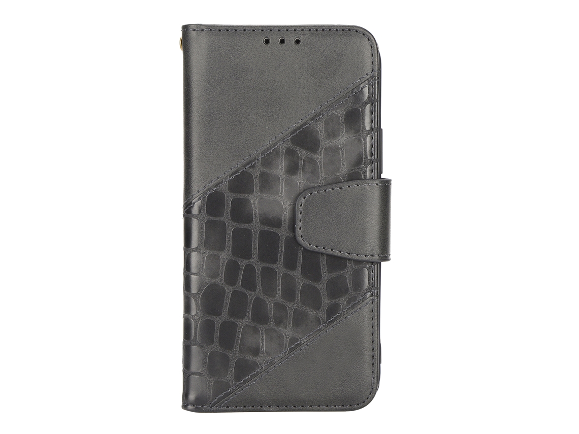 Capa Flip LAXISCREED Iphone 12 Pro Couro Crocodilo Preto