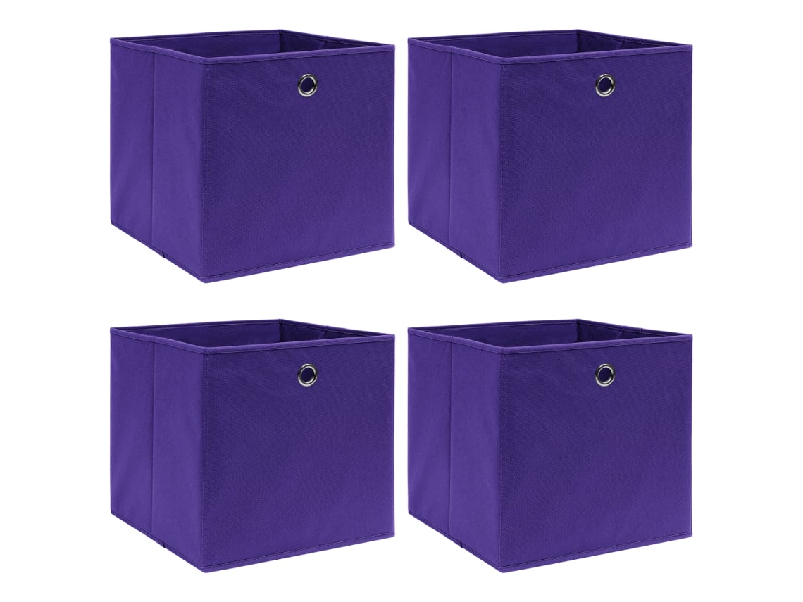 Vidaxl Caixas De Arrumação 4 Pcs 32x32x32 Cm Tecido Roxo