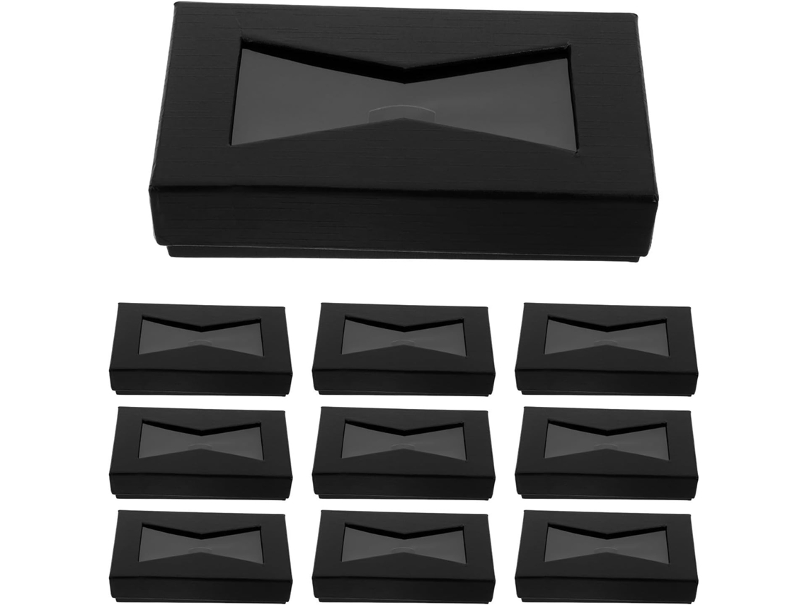 Caixa Organizadora Masculina Inoomp Em Papel E Plástico Com Janela Transparente, Preta, Para 10 Gravatas E Laços, Para