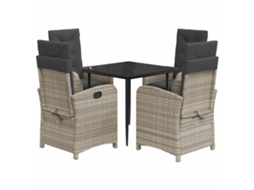Maison Exclusive - 5 Pcs Conjunto De Jantar P/ Jardim C/ Almofadões Cinzento Claro