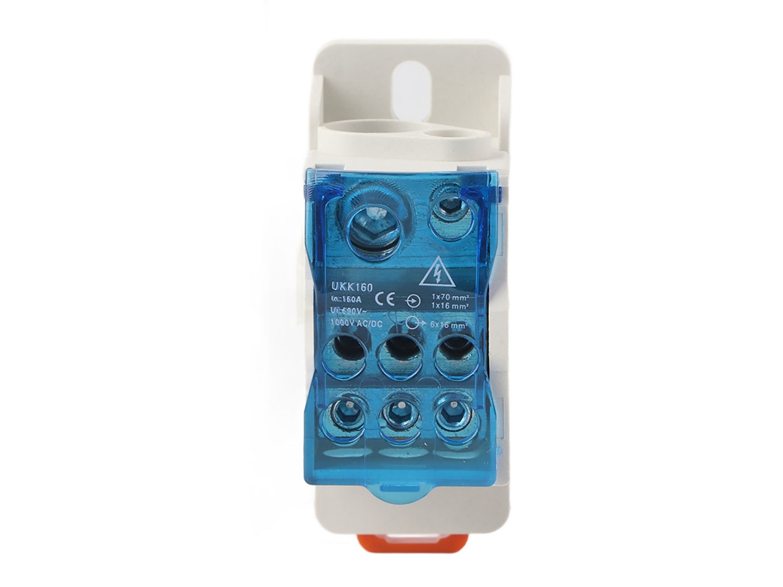 Caixa de Distribuição de Bloco de Terminal UKK 160A, Din Rail, Conexão Elétrica Universal | S/MARCA