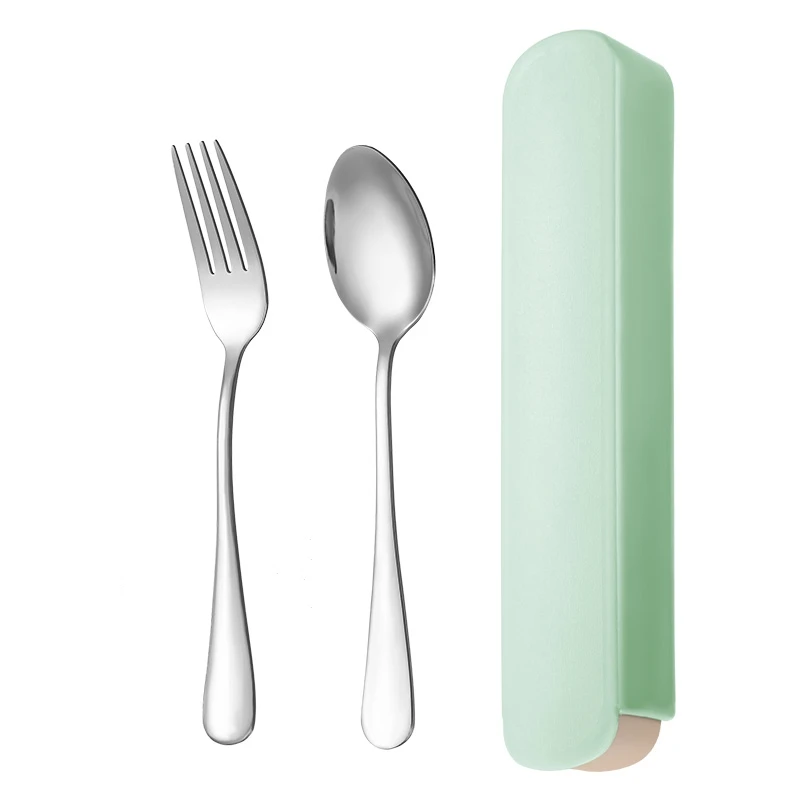 (verde B) Conjunto De Talheres Portátil Em Aço Inoxidável 412, Incluindo Garfo, Faca, Colher E Canivete.