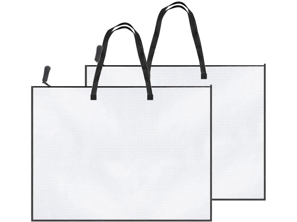 Conjunto De 2 Pastas Para Portfólio De Arte 19 X 25 Polegadas, Bolsa Para Armazenamento De Pôsteres Com Zíper E Alça