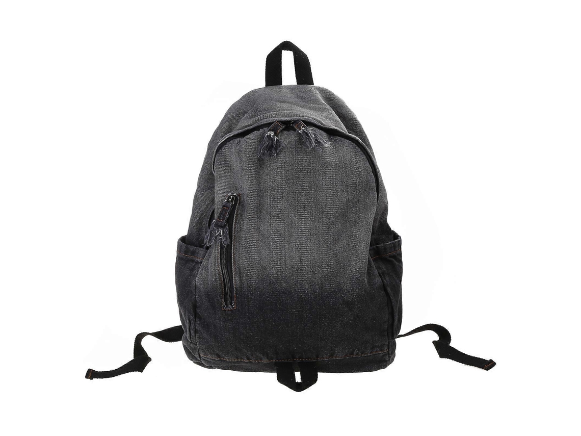 Mochila Escolar Requintada, Versátil, Em Jeans, Com Zíper, Grande Capacidade, Ideal Para Presentear No Dia Dos Namorados, Na Cor Preta.