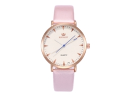 Reloj De Cuarzo Unisex Con Correa De Cuero Pu Moda Pulsera Rosa Zhoulianfa
