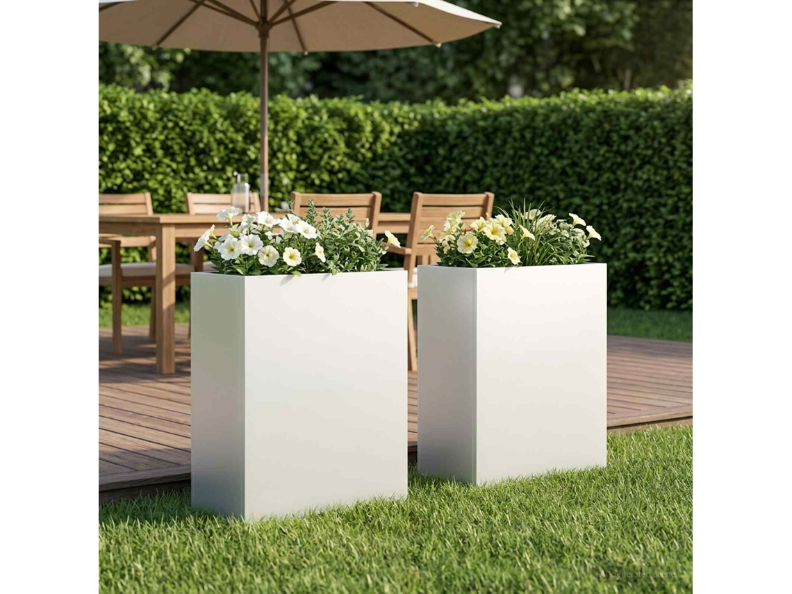 Vidaxl Vaso De Jardim 2 Unid. Branco 40 X 20 X 40 Cm