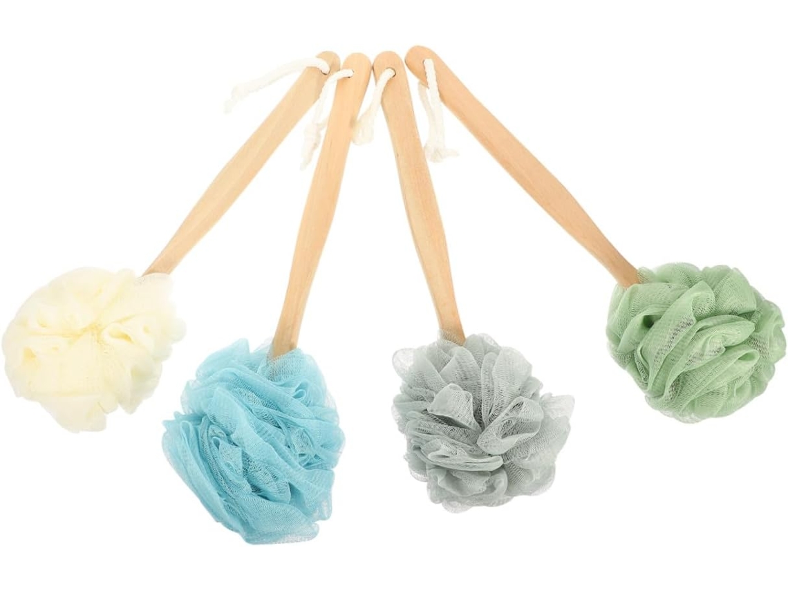 Conjunto De 4 Escovas Banho Nylon Com Cabo Longo Para Esfoliação E Escovação A Seco