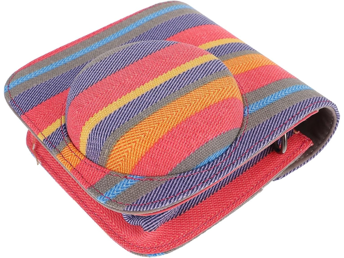 Estojo De Lona Listrada Colorida Para Câmera Instantânea.