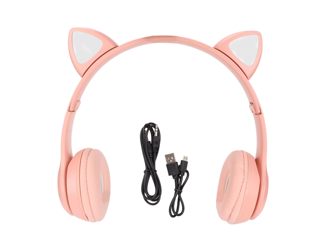 Fones Bluetooth LAXISCREED Orelha Gato Rosa Pasta