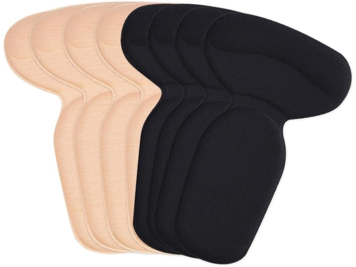 4 pares de palmilhas de espuma viscoelástica para o calcanhar (preto, bege)