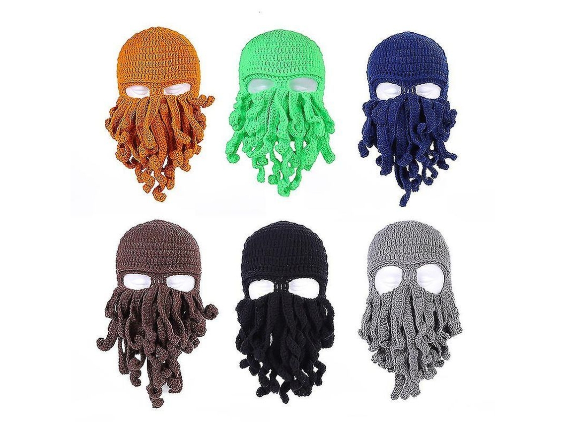 Gorro de lã divertido feito à mão com máscara para o inverno de 2026, unissex.