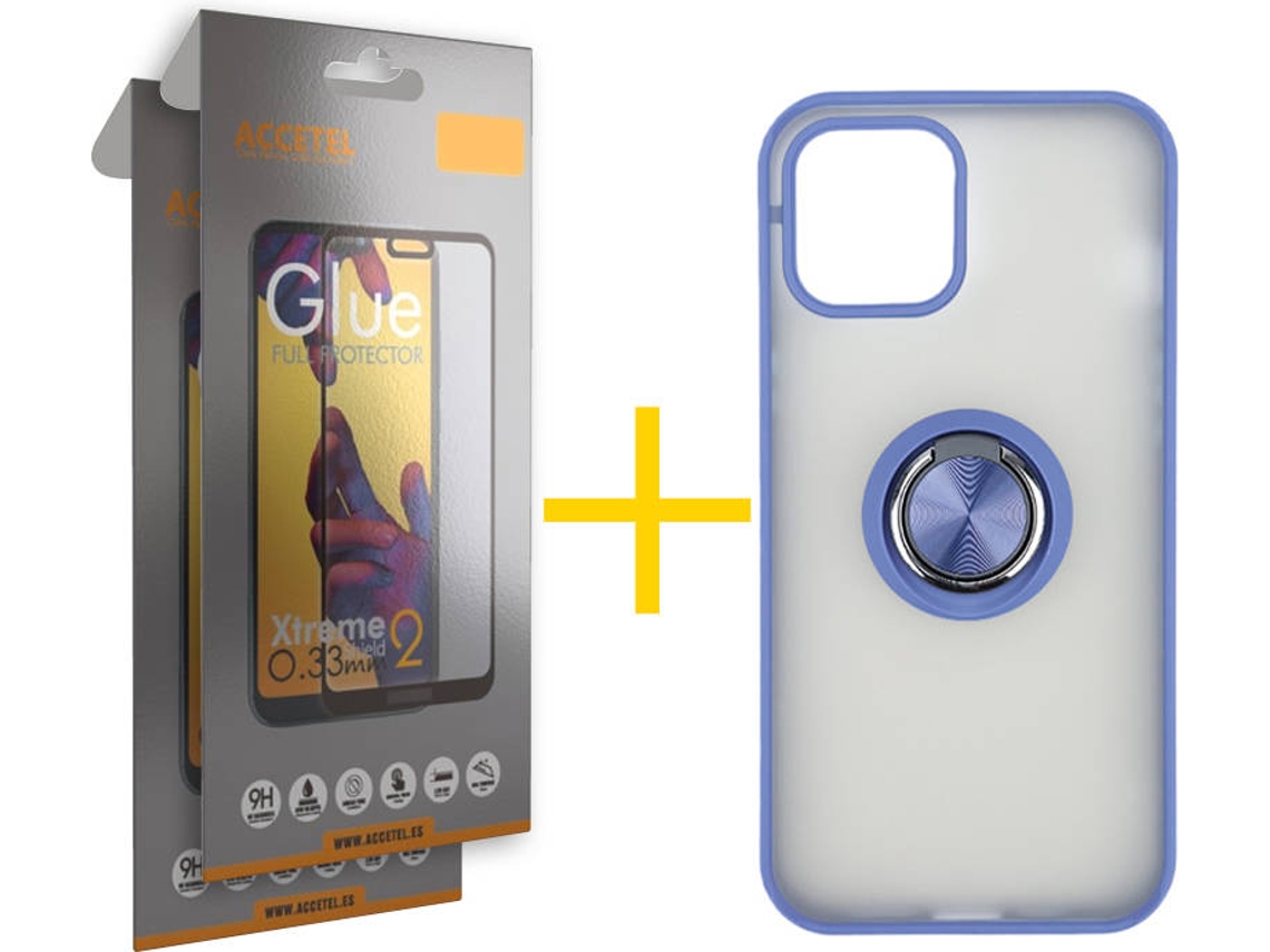 Kit Capa + Película Vidro Full 2X iPhone 11 Skyhe Gel Bumper Azul