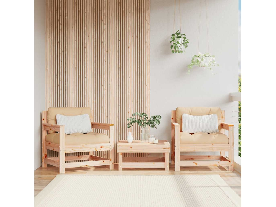 Vidaxl Cadeiras De Jardim C/ Almofadões 2 Pcs Pinho Maciço