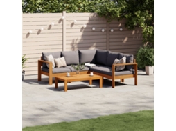 4 Pcs Conjunto De Sofás De Jardim Com Almofadões Acácia Maciça Dkd Home Decor