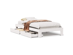 Cama Sem Colchão 90x200 cm Madeira de Pinho Maciça Branco MAISON EXCLUSIVE