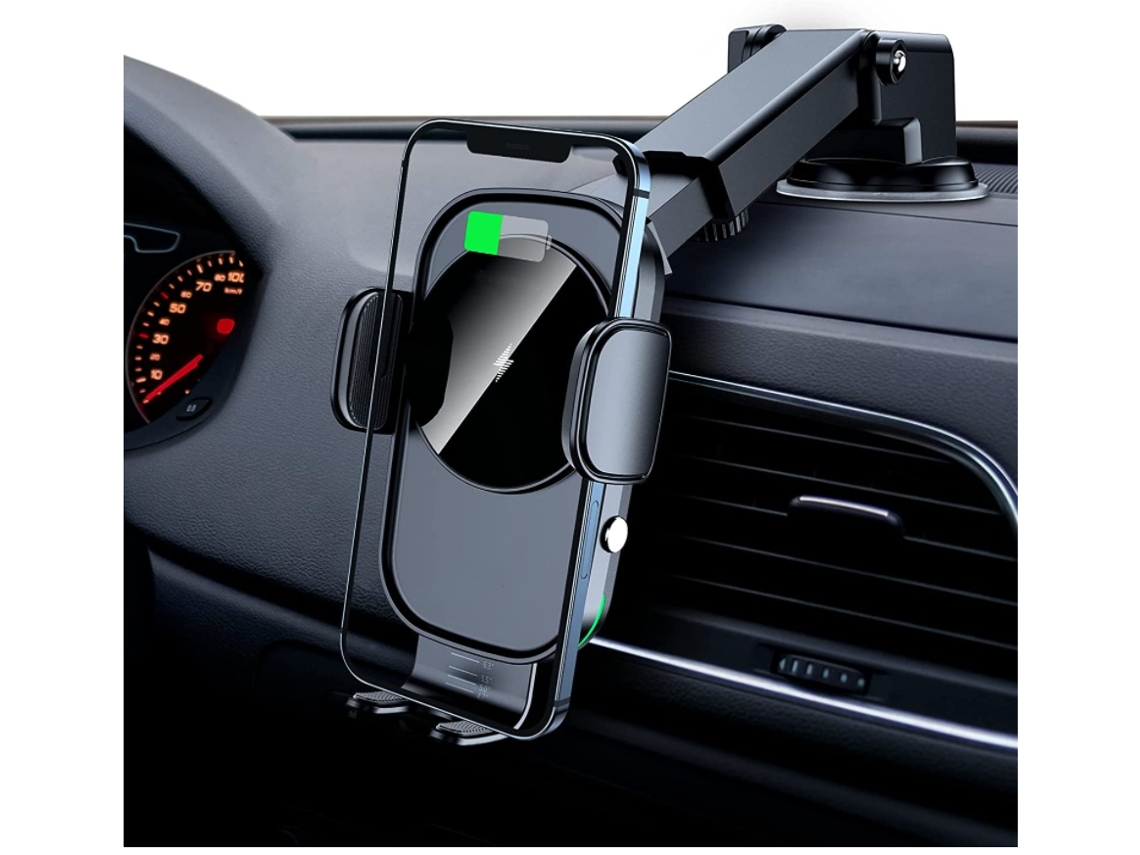 Carregador Carro Fast Qi Sem Senso Eletromagnético Sensor YIZHOOD Preto