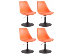 Conjunto de 4 cadeiras de jantar em plástico Maverick laranja/preto CLP
