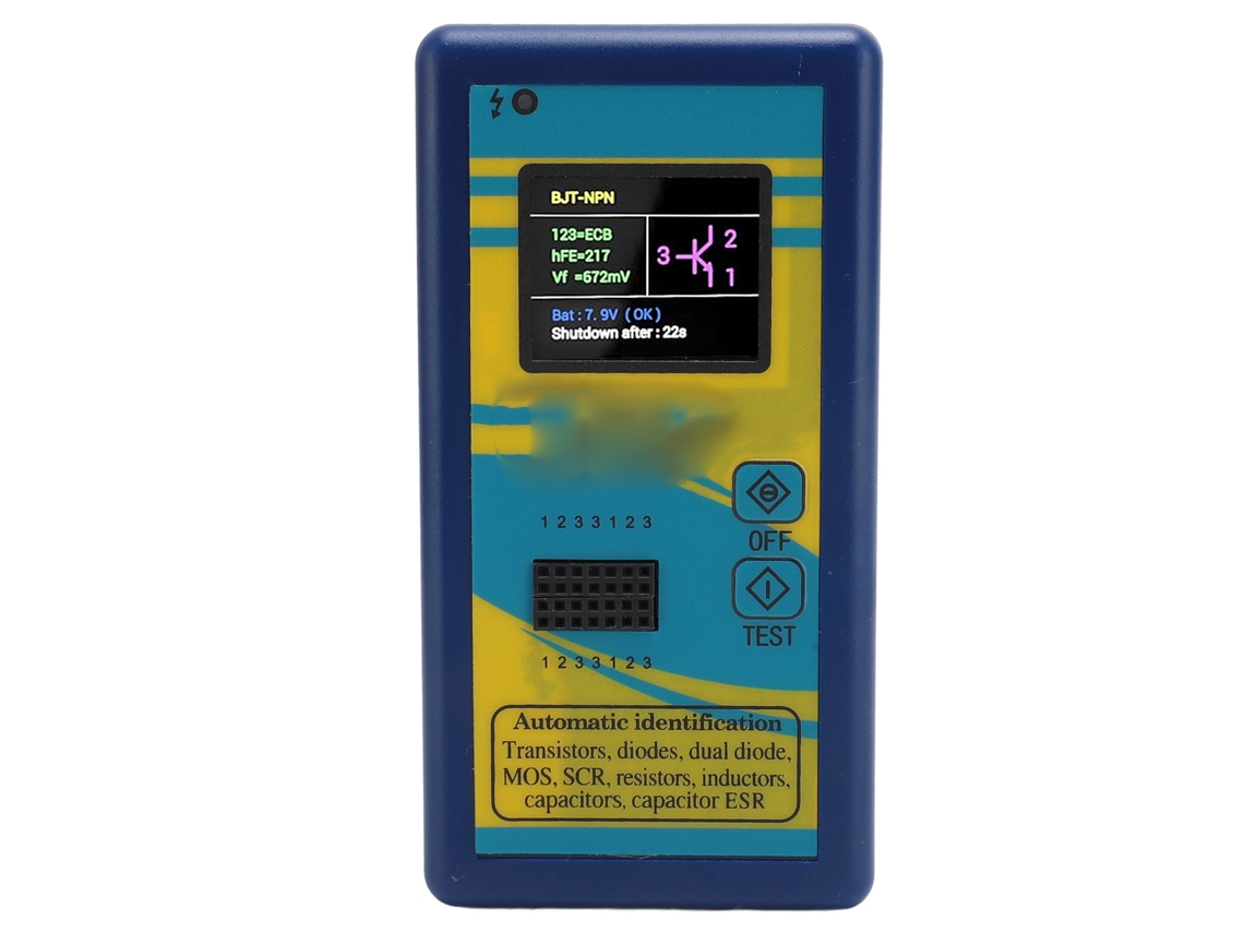 Testador De Transistores Com Tela Tft Colorida 1.8 Polegadas Identificação Automática Npn Pnp Mosfet