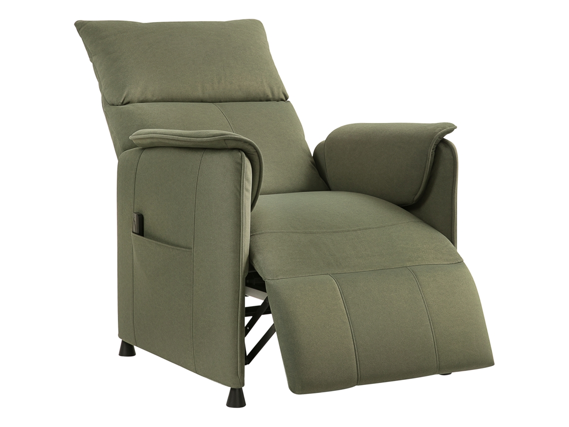 Poltrona Reclinável Elétrica Poliéster, Aço e Espuma Cor Verde Escuro 80x83x104 cm Homcom