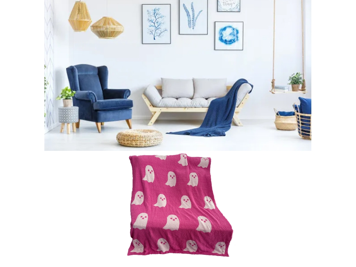 Cobertor Fantasma Macio, Confortável E Respirável, Xadrez De Halloween Para Assistir Tv, Camping, Rosa, 130 X 180 Cm/51 X 71 Pol.-aquaforge