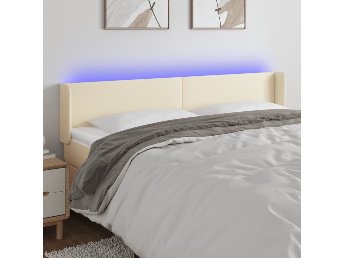 Led Headboard, Led Headboards Vidaxl Creme Couro Artificial (163 X 16 X 78/88 Cm)