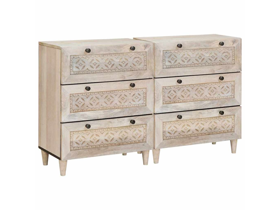 Vidaxl Buffet 2 Unid. 120 X 33,5 X 75 Cm Madeira De Mangueira Maciça