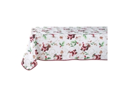 Suavidade Interior - Toalha De Mesa Retangular Anti-manchas E Resistente A Rugas Do Papai Noel - 150 X 240 Cm - Branco E Vermelho