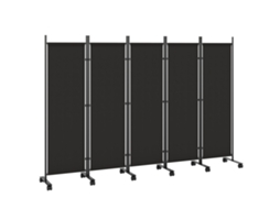 Biombo Dobrável PONTOCASA de 5 painéis, 252x170 cm, Preto