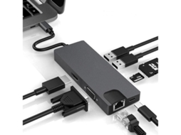 Lurelia Dock Usb-c 8 Em 1 Com 4k, 1080p, Hdmi, Vga, Ethernet Gigabit, Usb 3.0, Sd/tf, Pd Para Portátil Compacto