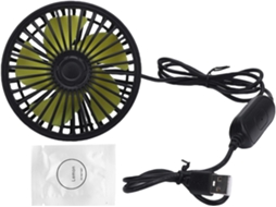 Ventilador Portátil Usb Para Banco Traseiro De Carro Com 3 Velocidades E Cabeça Giratória 360°, Ventilador Silencioso