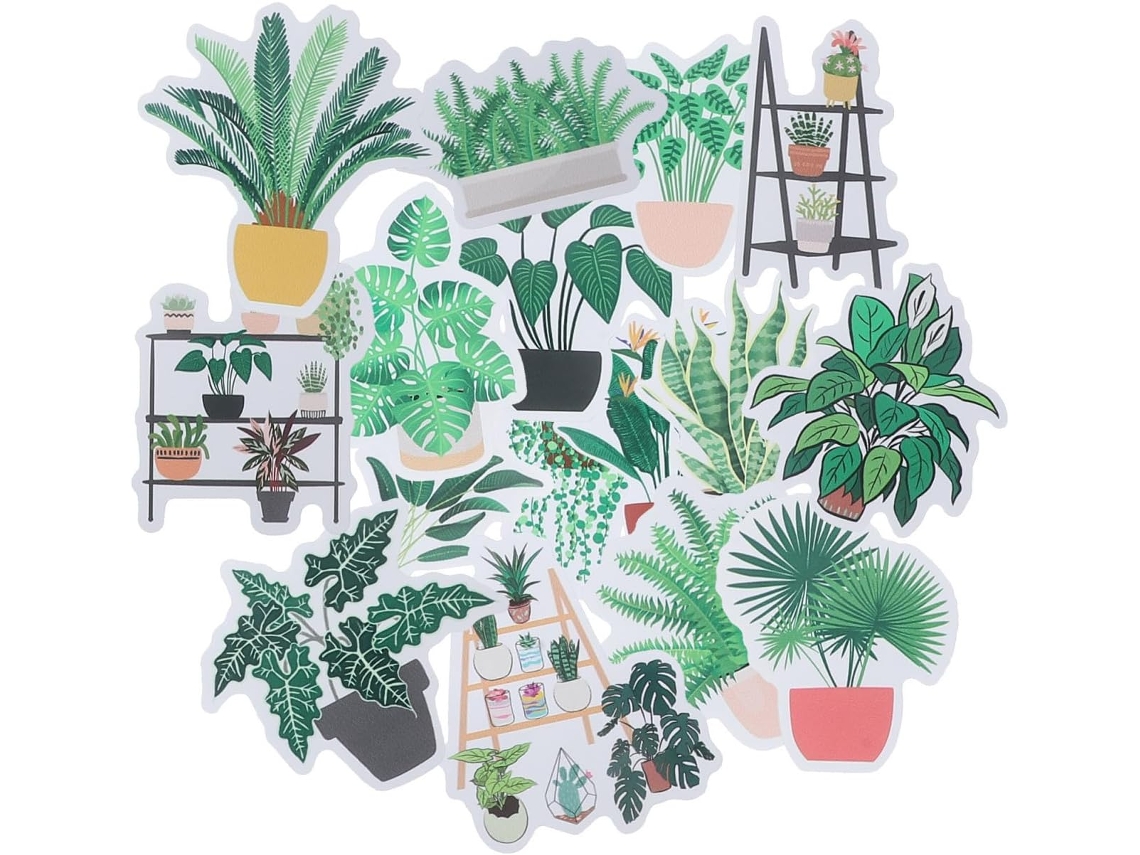Toyandona Conjunto De 16 Ímãs Geladeira Em Formato Planta Verde, Resina Sintética Leve E Acabamento Detalhado, Decoração