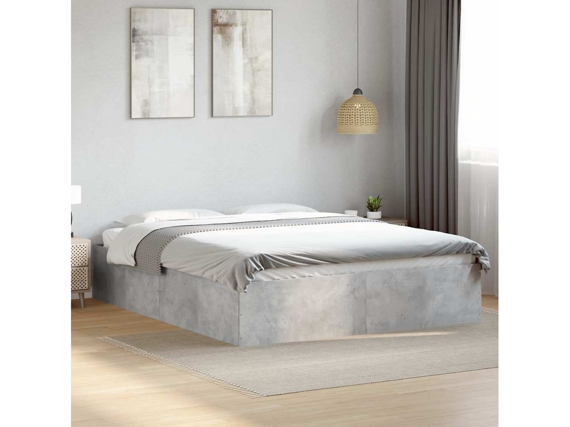 Vidaxl Estrutura De Cama 150x200 Cm Derivados De Madeira Cinza Cimento