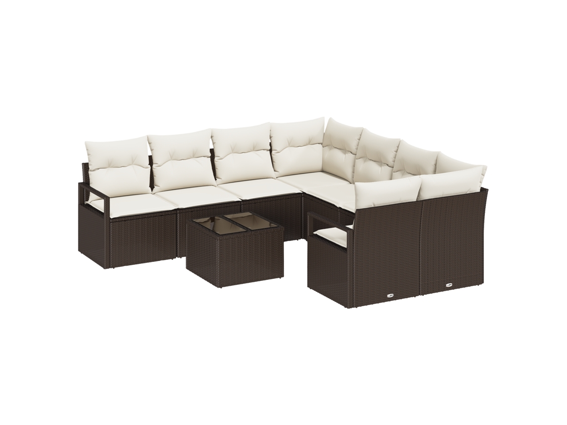 Conjunto 9 Móveis Para Exterior Vidaxl Castanho Vime Pe (232 X 234 X 85 Cm)