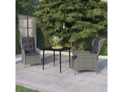 Vidaxl 3 Pcs Conjunto De Jantar Para Jardim Cinzento-claro