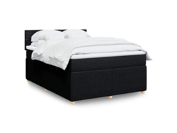 Vidaxl Cama Com Molas/colchão 140x200 Cm Tecido Preto