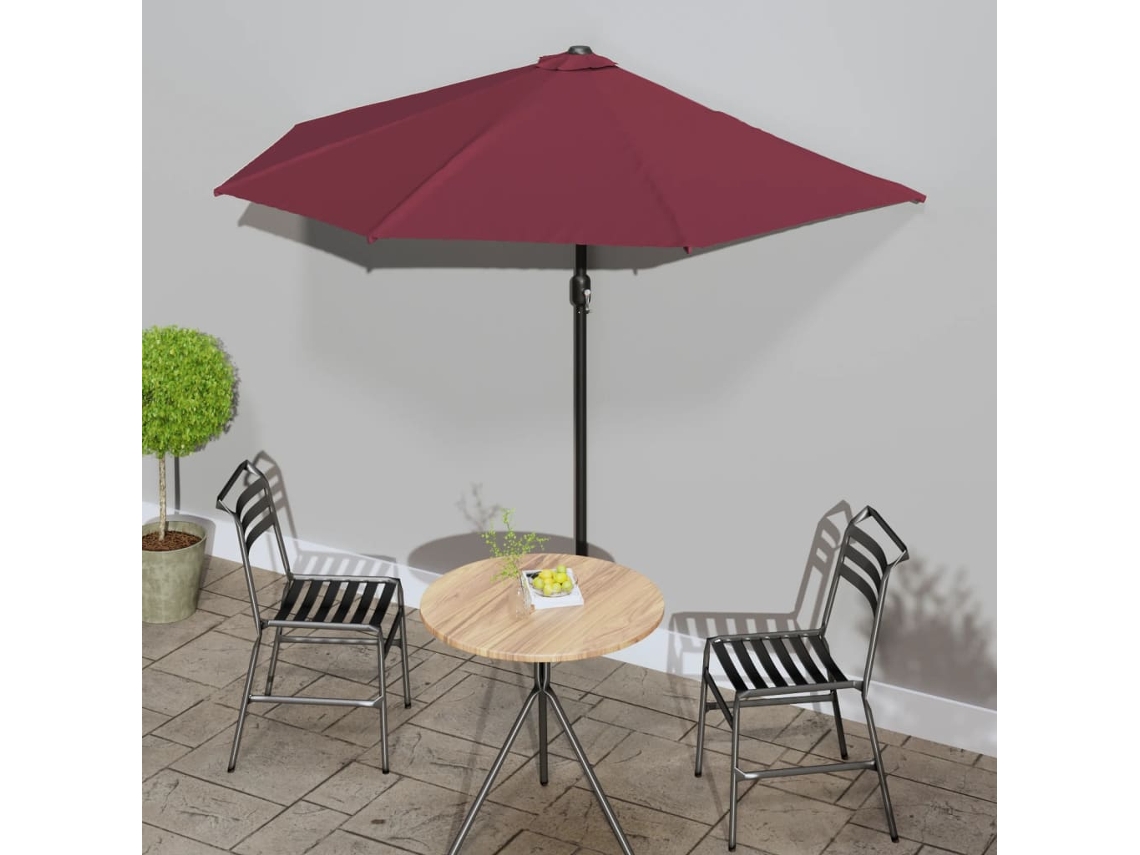 Guarda Sol | Para Sol | Toldo De Vela C/ Poste Alumínio Semicircular 270x144x222 Cm Bordô Wsd745535 Lovely Home