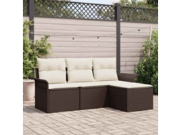 Vidaxl Conjunto De Sofá De Jardim 4 Unid. Castanho Vime Pe