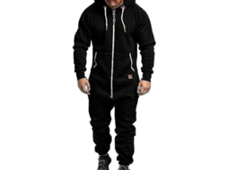 2026 mono de Invierno para Hombre com Capuz e Fecho Casual Jumpsuit Sudadera Romper Xay XL Negro