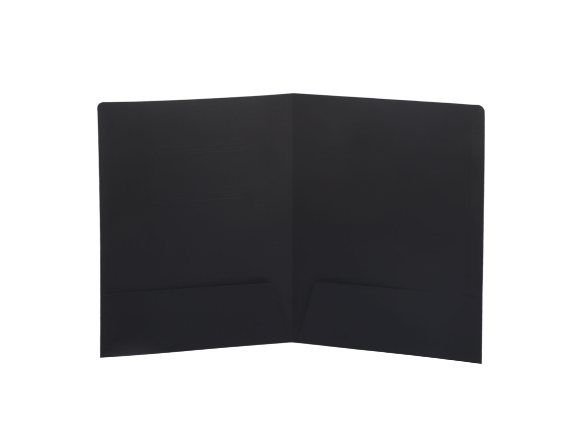 Carpeta com Bolsa L de Design Biselado, Bolsa Integrada, Duplo Encaixe, para Papéis A4, Materiais de Escritório, Preto