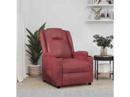 Vidaxl Poltrona Reclinável Couro Artificial Vermelho Tinto