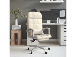 Vidaxl Cadeira Escritório Massagens Reclinável Couro Artificial Creme
