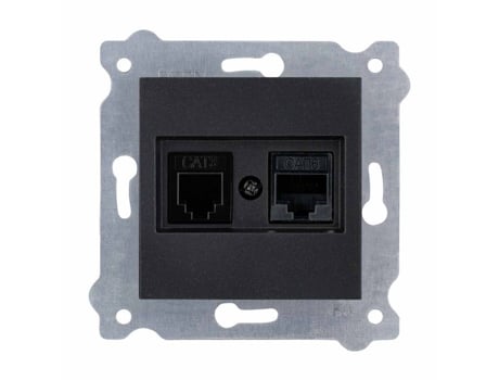 Prise Informática Cat.6 Rj45 Telefónica Rj11 Preto Metálico Exen
