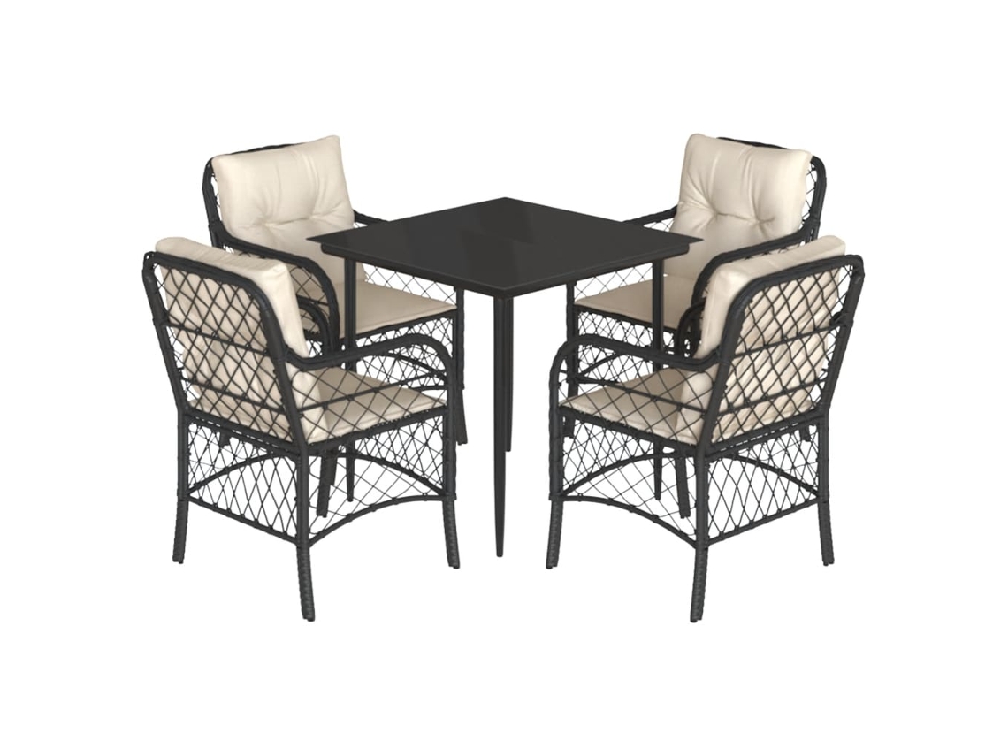 Garden Dining Set, Garden Dining Sets Vidaxl Preto Rattan / Vime (80 Cm Table Length)
