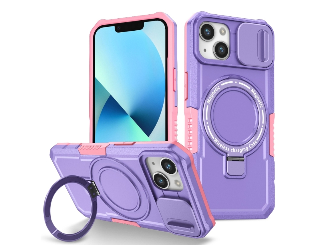 Capa Zruxe Compativel Com Iphone 13 (sliding Camshield - Magsafe - Tpu - Pc - Rosa - Roxo)