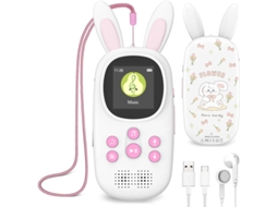 MP3 YIZHOOD 8G)Coelho bonito crianças com BT com alto-falante E-Book leitura rádio FM rosa