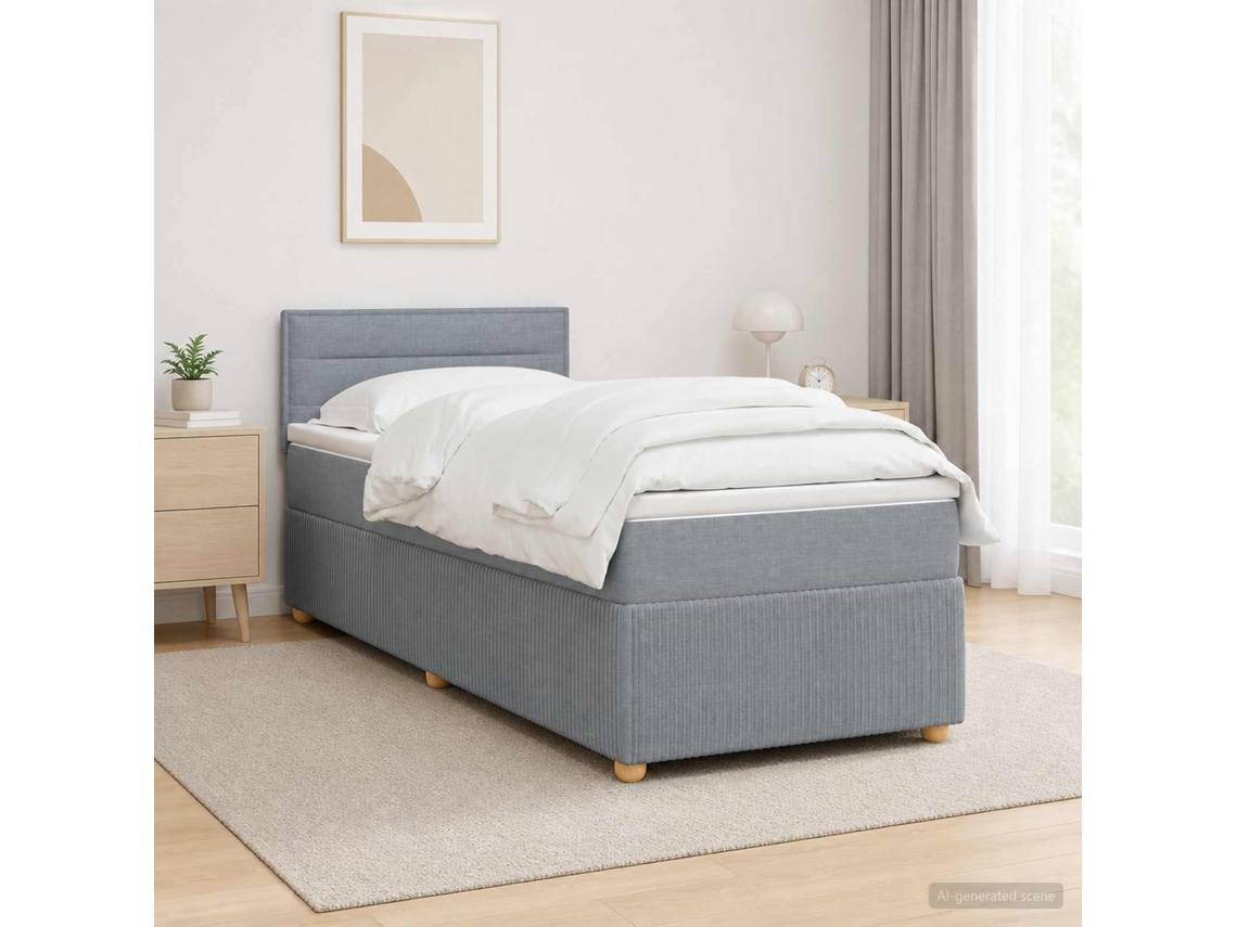 Vidaxl Cama Box Spring Com Colchão Cinzento-claro 80 X 200 Cm Tecido