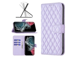 Capa Tipo Carteira De Couro Com Flip Para Samsung Galaxy S22 Ultra 5g Diamond Lattice